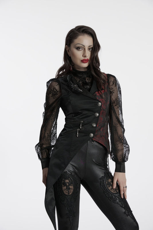 Embroidery Lace Asymmetric Gothic Sleeveless Vest
