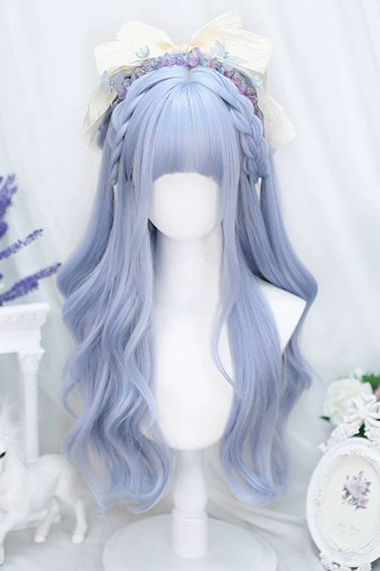 Sky Blue Sweet Lolita Gentle Curly Wig with Straight Bangs