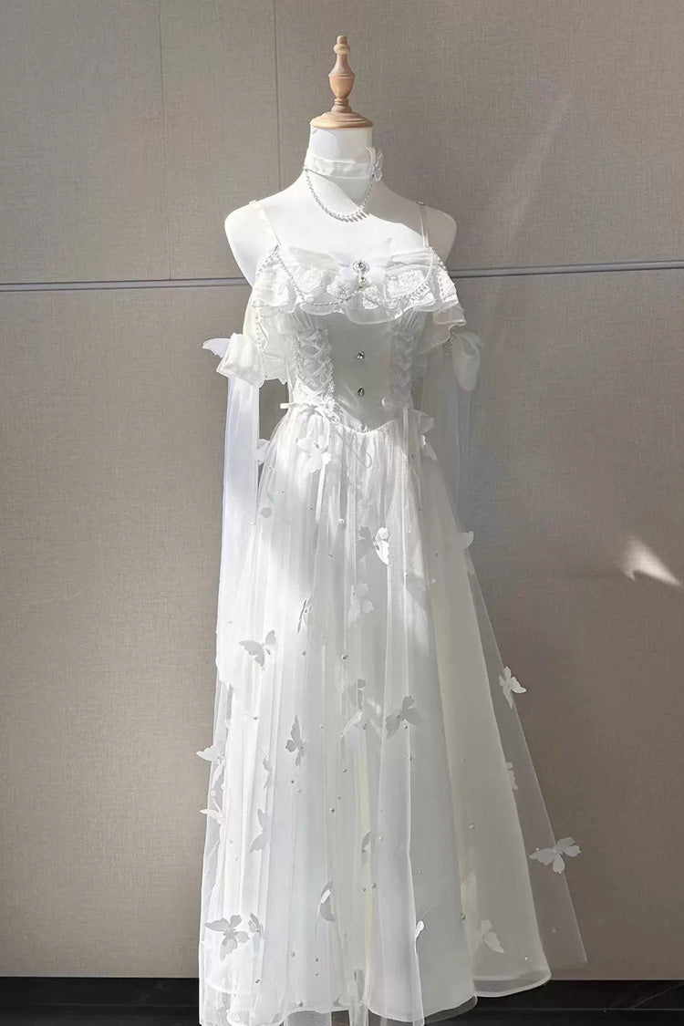 Ivory Butterfly Decorated JSK Dress with Bowknot - Summer Wind Chimes