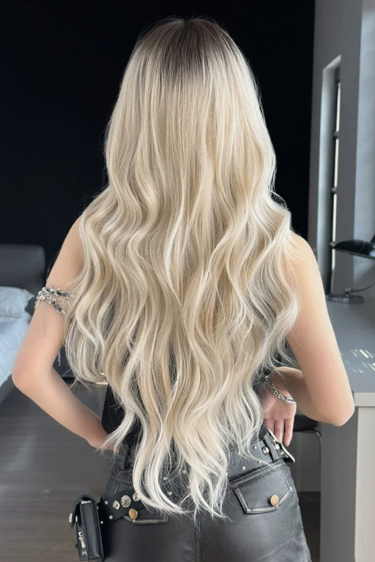 Fluffy Wavy Wig with Curtain Bangs