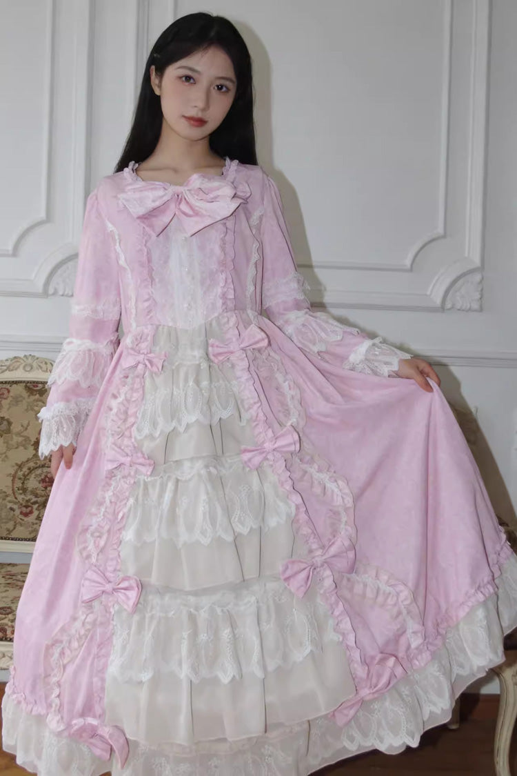 Victorian Lace Princess Dress - Plus Size Ruffled Front Bow