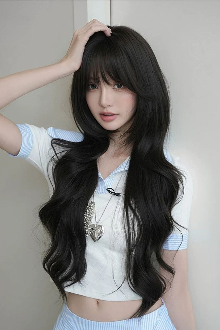 Blackish Brown Effortless Fluffy Layered Sweet Lolita Long Loose Big Wave Wig