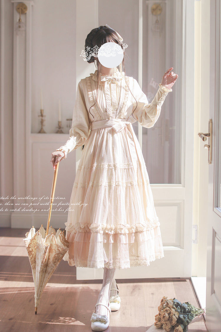 Ivory Sleeveless Ruffled Lace Japanese Elegant Lolita Jumper