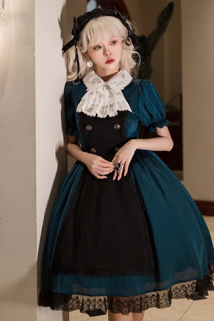 Emerald Deacon Apron Detachable Short-Sleeve Gothic Lolita Dress