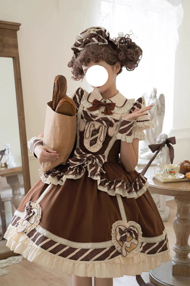 Cocoa Short Sleeve Printed Ruffle Bowknot Princess Lolita JSK Set