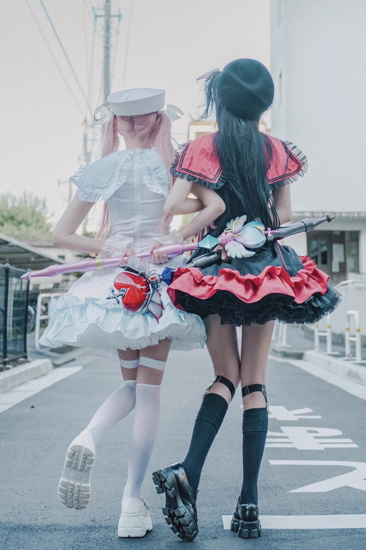 Jirai Kei Dress with Doll Collar and Ruffle Bow - Magical Girl, 2 Hues