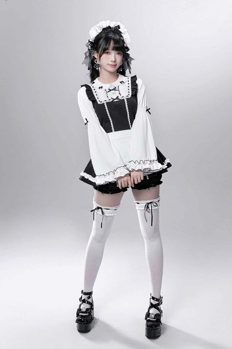 Maid-Style Jirai Kei Dress with Detachable Apron and Ruffle Bow