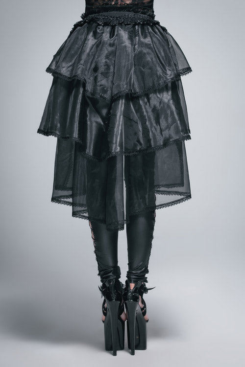 Gothic Black Organza Swing Multi-Layer Puffy Half Skirt