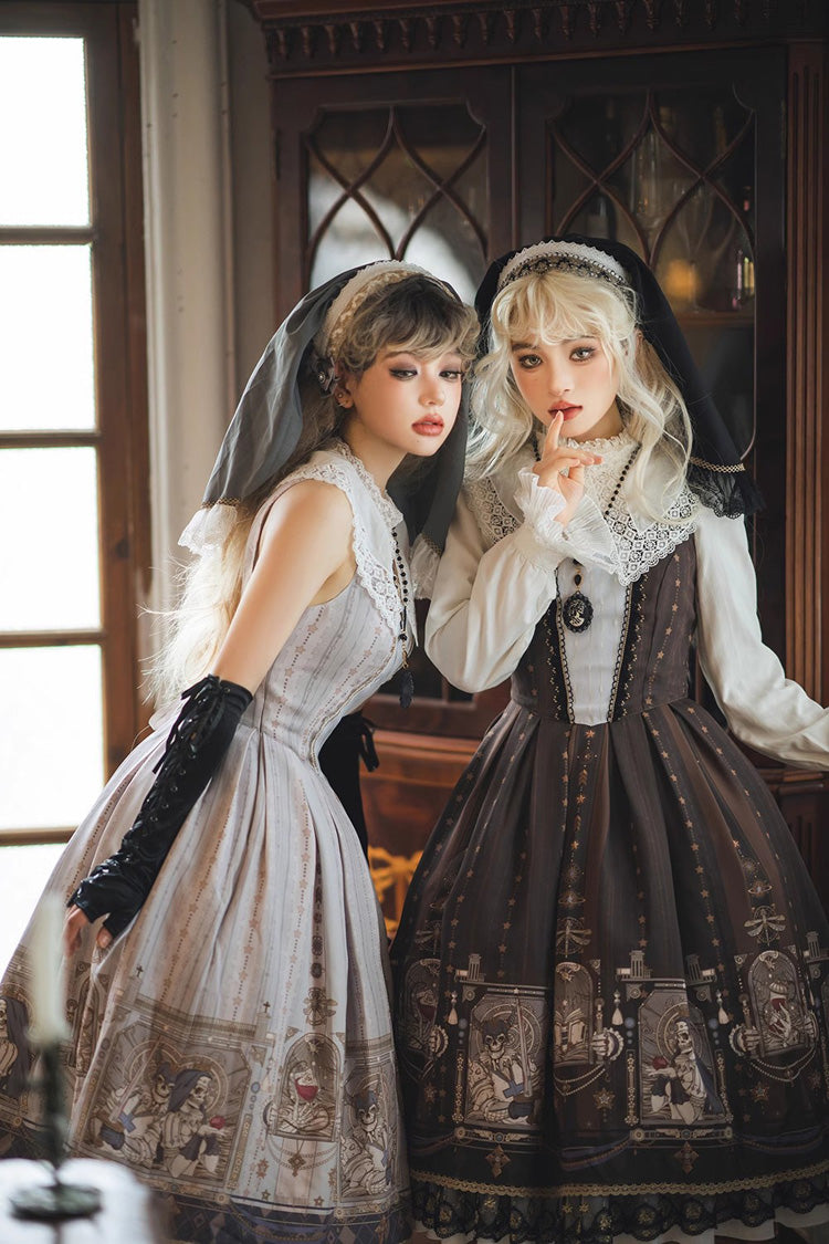 Sweet Lolita Jumper Dress with Ruffles & Demon Print