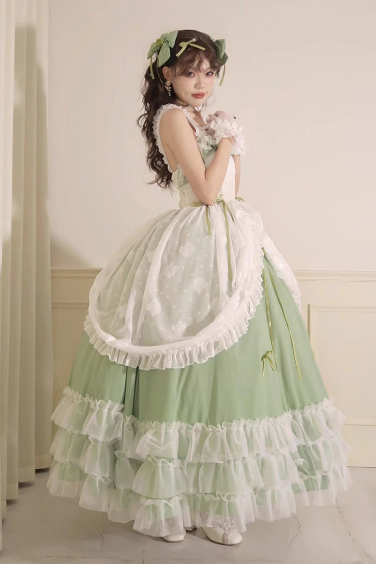 Jade Multi-Tier Hanayome Lace-Up Plus-Size Sweet Lolita JSK (Long)
