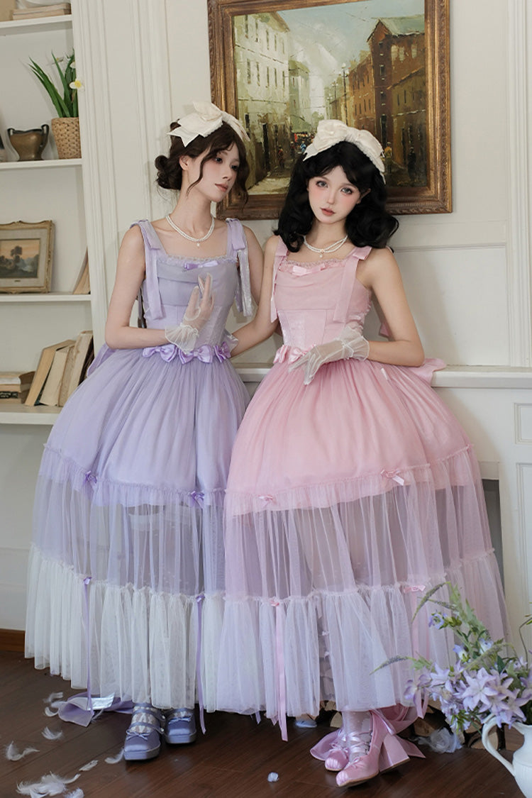 Foamy Sea Violet Sleeveless Ruffle Bowknot Fishbone Lolita JSK - Foamy Sea