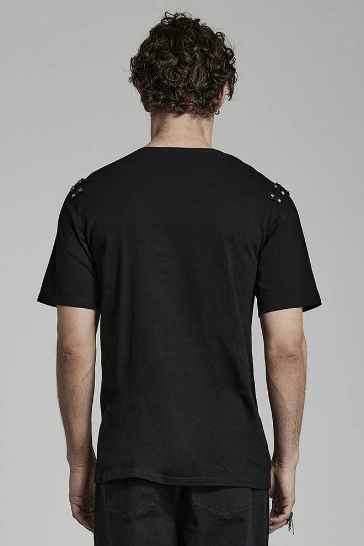 Asymmetric Steampunk Tee for Men with Daily Wear Style