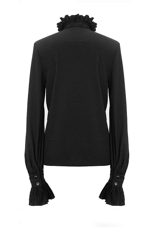 Men's Gothic Blouse with Embroidered Long Sleeves Chiffon
