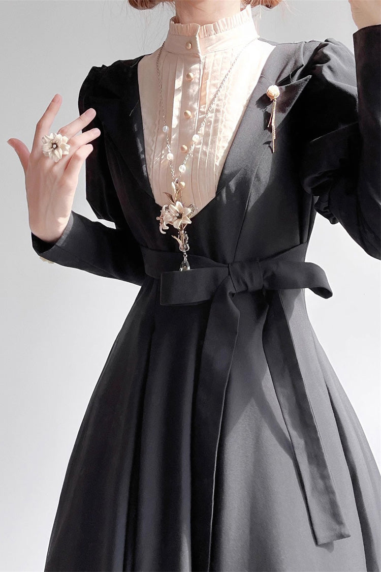Plus-Size Gothic Lolita Dress with Puff Sleeves and High Waist