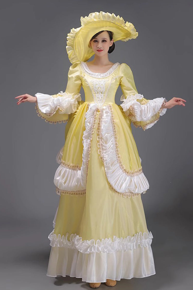 European Princess Dress with Multi-Layer Ruffles, Long Sleeves