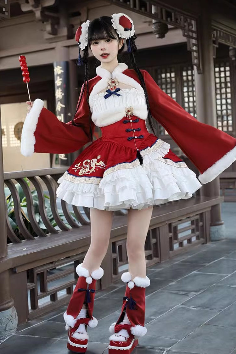 Multi Layer Embroidered Bow Chinese Style Jsk