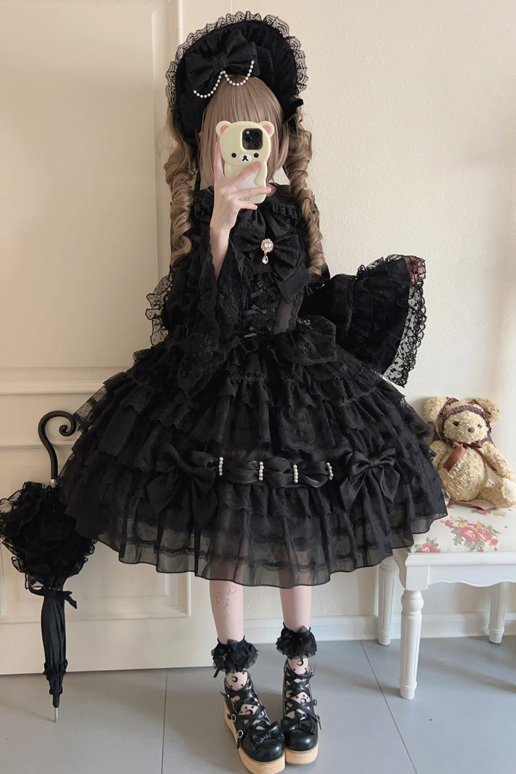 Noir Doll Multi-Bow Lace Princess Gown - Dream Prologue