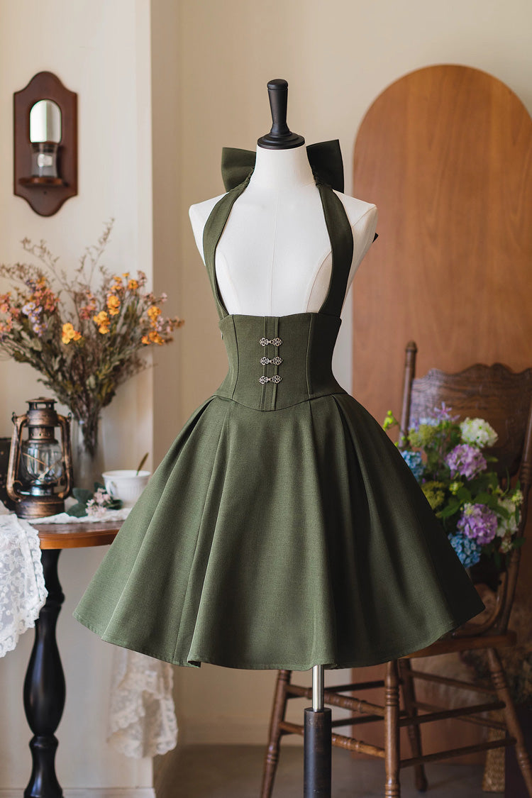 Halterneck Ruffled Fishbone Dress