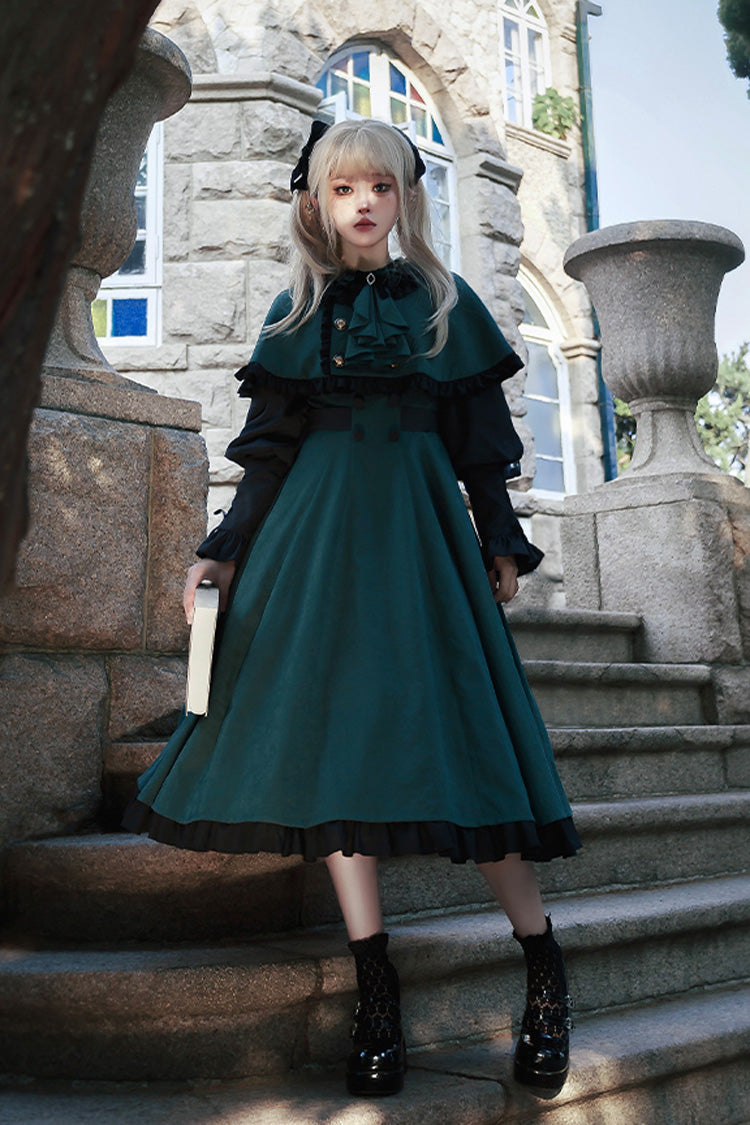 Green Long Sleeve Bow Sweet Lolita Set - Potions School