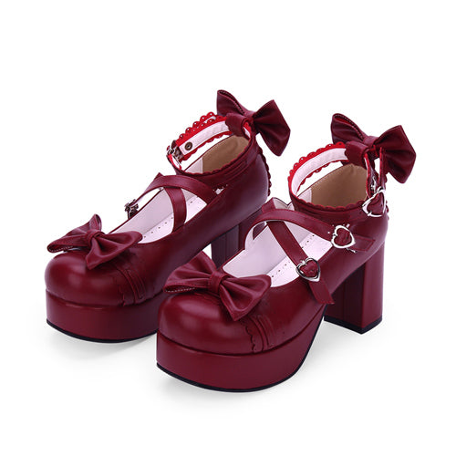 Ribbon Rounded-Toe Girly Lolita High-Heel Pumps