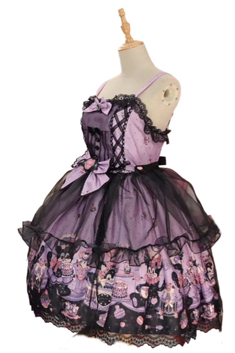 Devil Cat Violet Ruffle Bowknot Lace Gothic JSK Dress Plus Size - Devil Cat