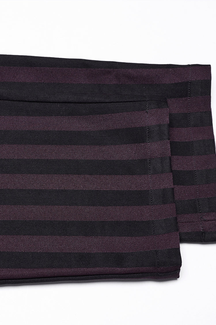 Crimson & Noir Striped High-Rise Gothic Trousers for Men