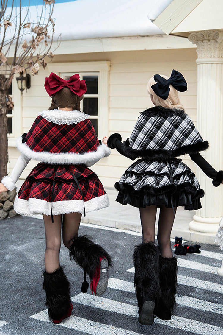 Letters Poems Snowy Night Serenade Triple-Layered Print Ruffle Bowknot Sweet Lolita Jsk Dress Set