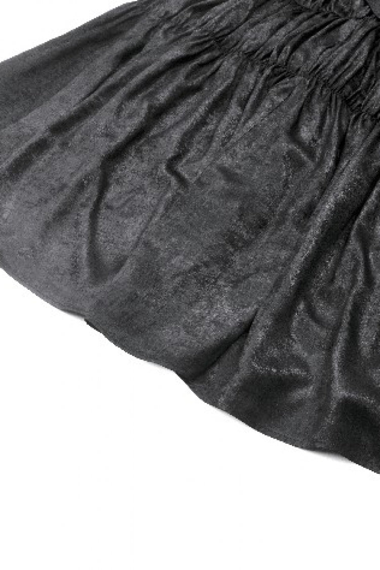 Square Collar Short Puff Sleeve Lace-Up Ruched Gothic Wedding Dress for Women Lace