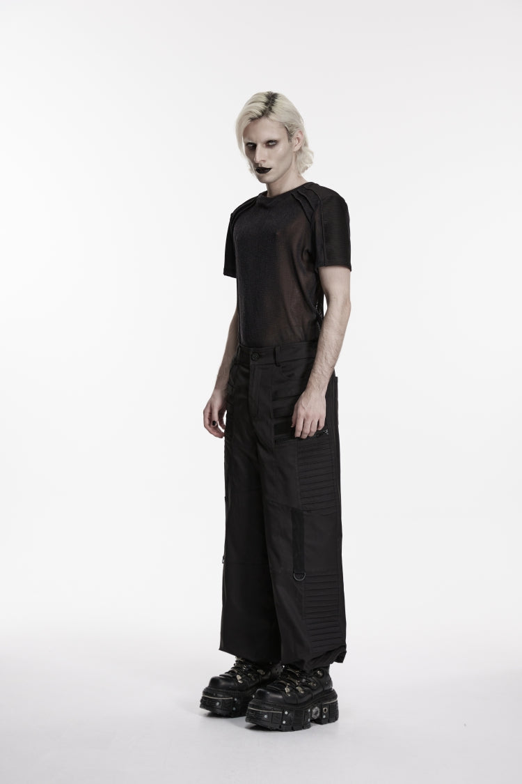 Men's Gothic Tapered Trousers with Pleats, Black