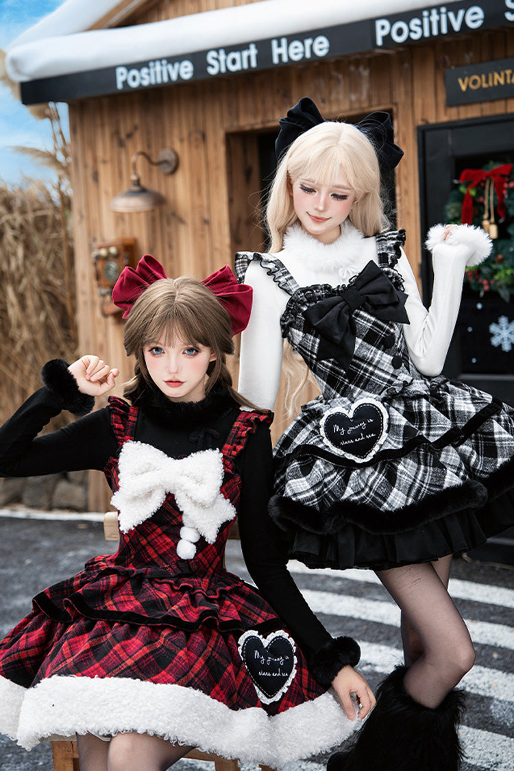 Letters Poems Snowy Night Serenade Triple-Layered Print Ruffle Bowknot Sweet Lolita Jsk Dress Set