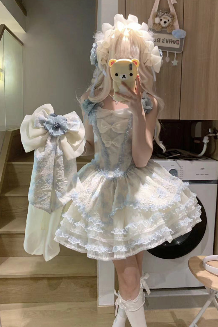 Jasmine Rain Print Stitching Lace Sweet Lolita JSK Dress in Six Colors