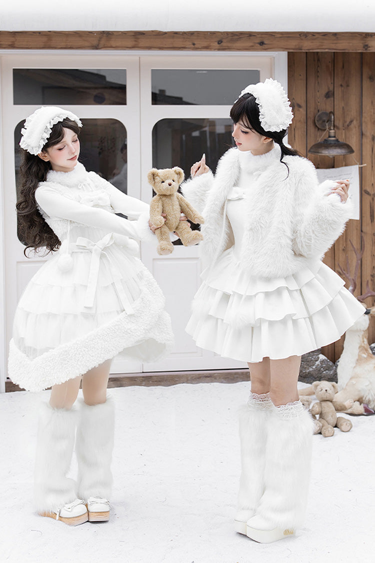 Triple Ruffled Bow Sweet Lolita JSK Outfit