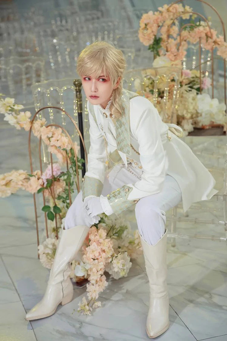 Ivory Vintage Ruffled High-Collar Prince Blouse with Long Sleeves - Eternal Rose Knight