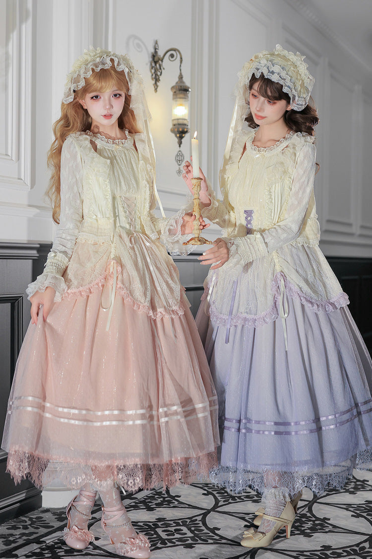 Halterneck Sleeveless Printed Lace Corset Lolita JSK Set
