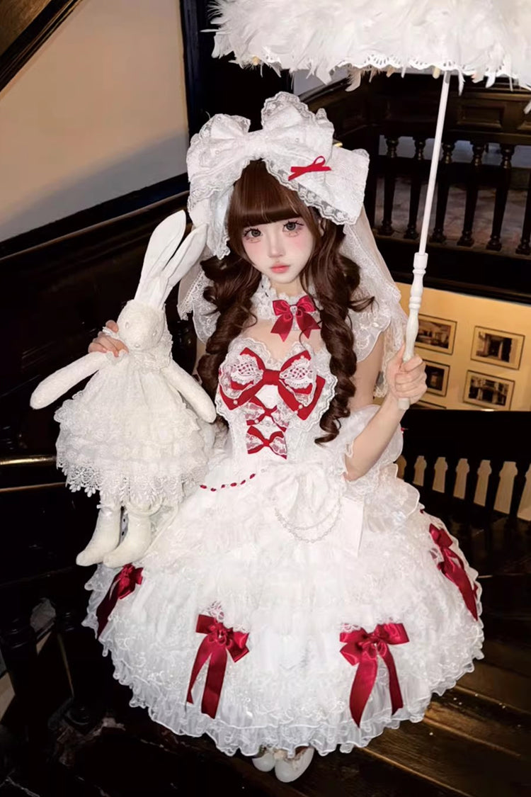 Ivory Pearl-Adorned Princess JSK with Ruffled Layers - Dream of the Misty Moon