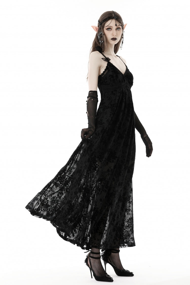 Sleeveless Lace Gothic Maxi Rose Slip Dress