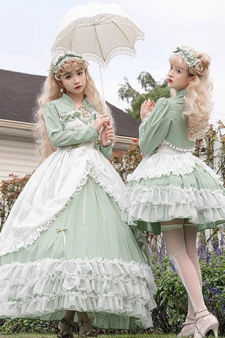 Jade Multi-Tier Hanayome Lace-Up Plus-Size Sweet Lolita JSK (Long)