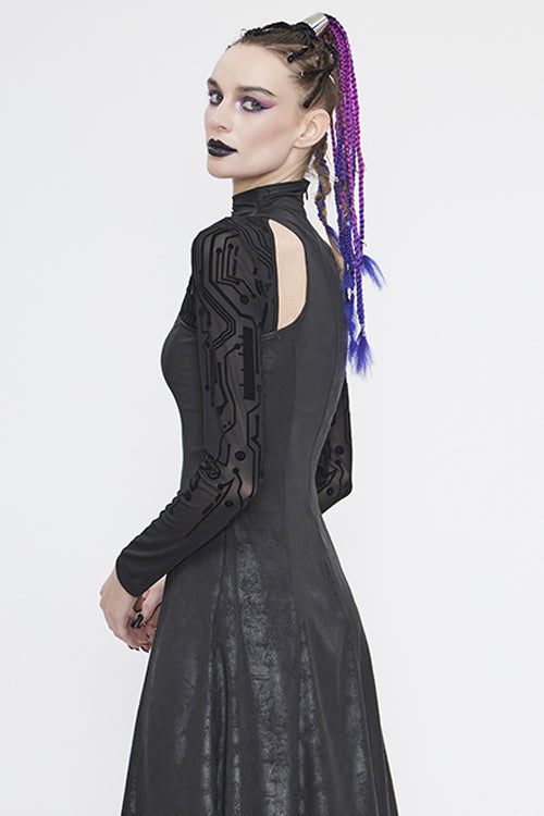 Irregular Cutout Long Sleeve Punk Dress