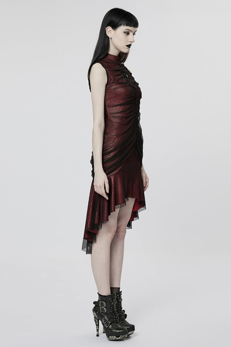 Slim Fishtail Mesh Sleeveless Gothic Dress