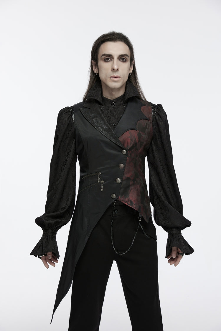 Embroidery Lace Asymmetric Gothic Sleeveless Vest for Men