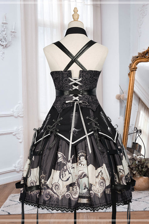 Pirate Ship Print Gothic Lolita JSK Dress Full Set
