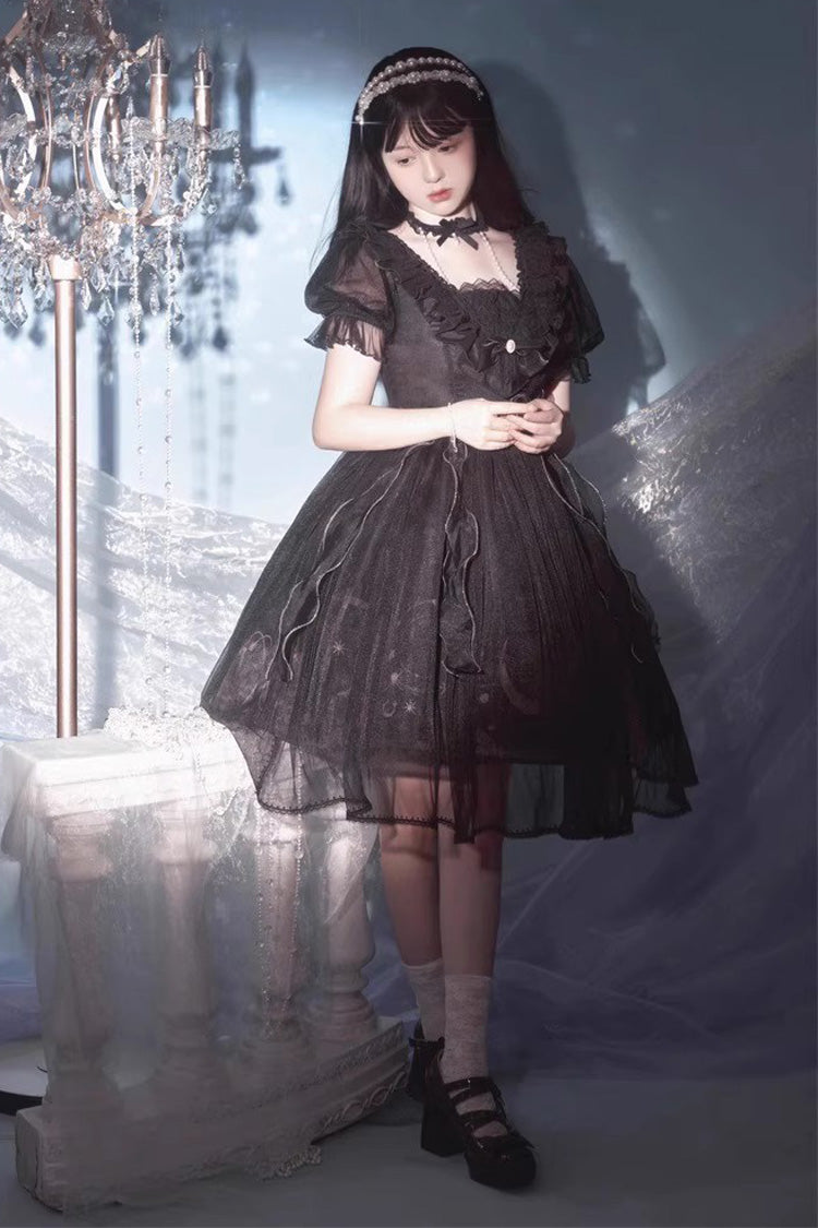 Planet Butterfly Printed Gothic Lolita Dress - Bowknot Classic