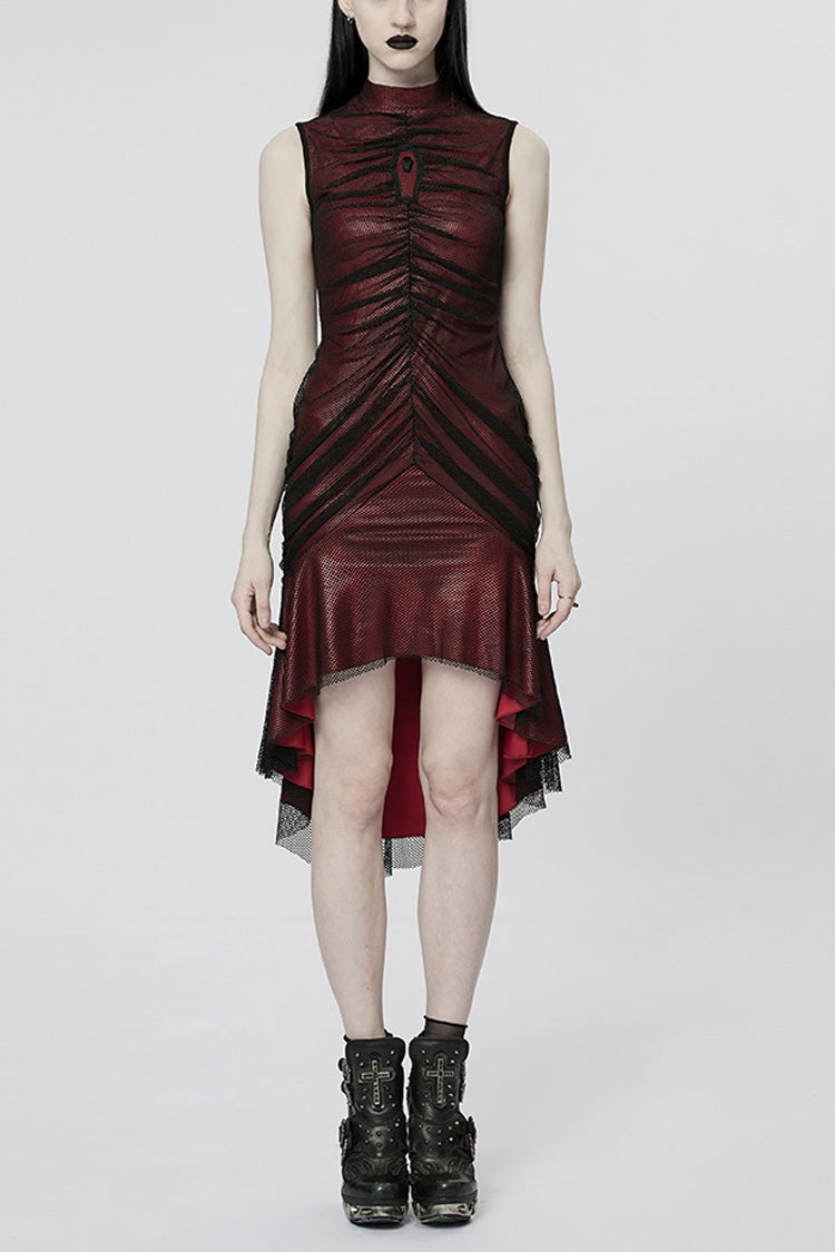 Slim Fishtail Mesh Sleeveless Gothic Dress