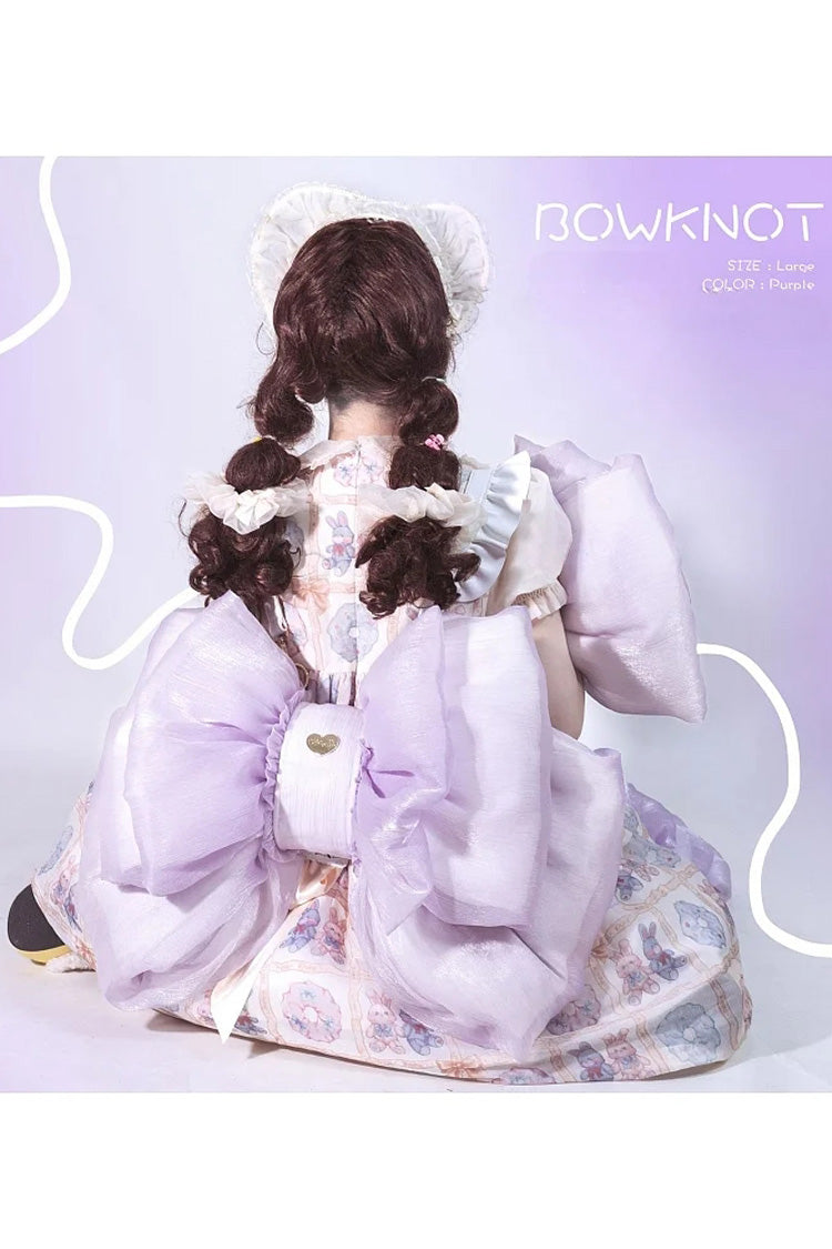 Violet Large Bow Metal Heart Tag Doll Backpack