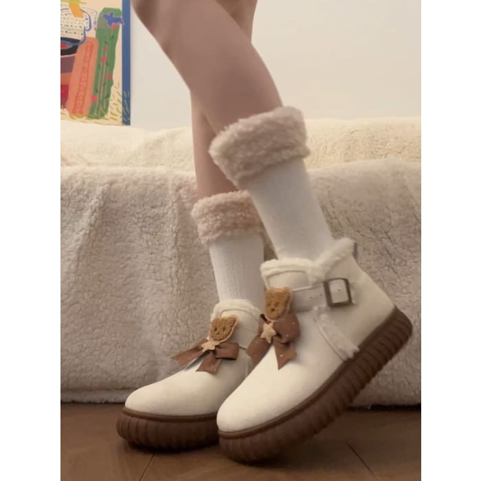 Bear Accent Platform Short Snow Boots