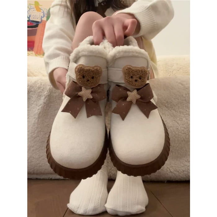 Bear Accent Platform Short Snow Boots