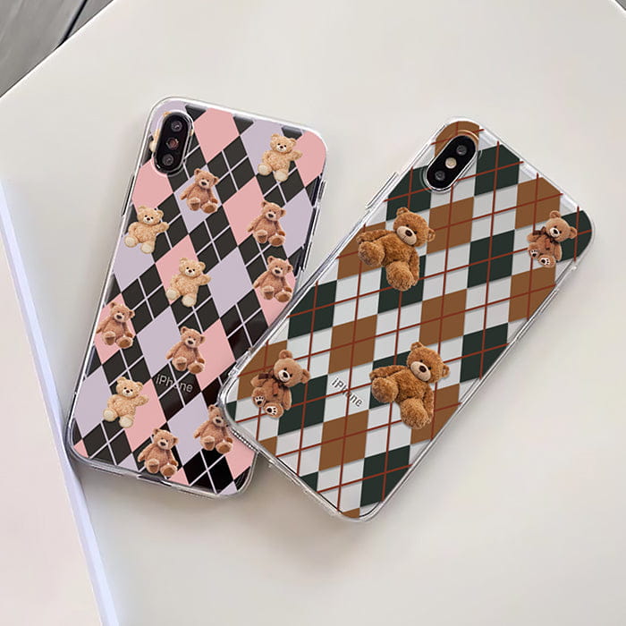 Bear Argyle Pattern iPhone Case - IPhone