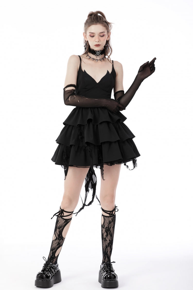 Umbra Punk Slip Dress with Layered Lace-Up and Strapless Cut
