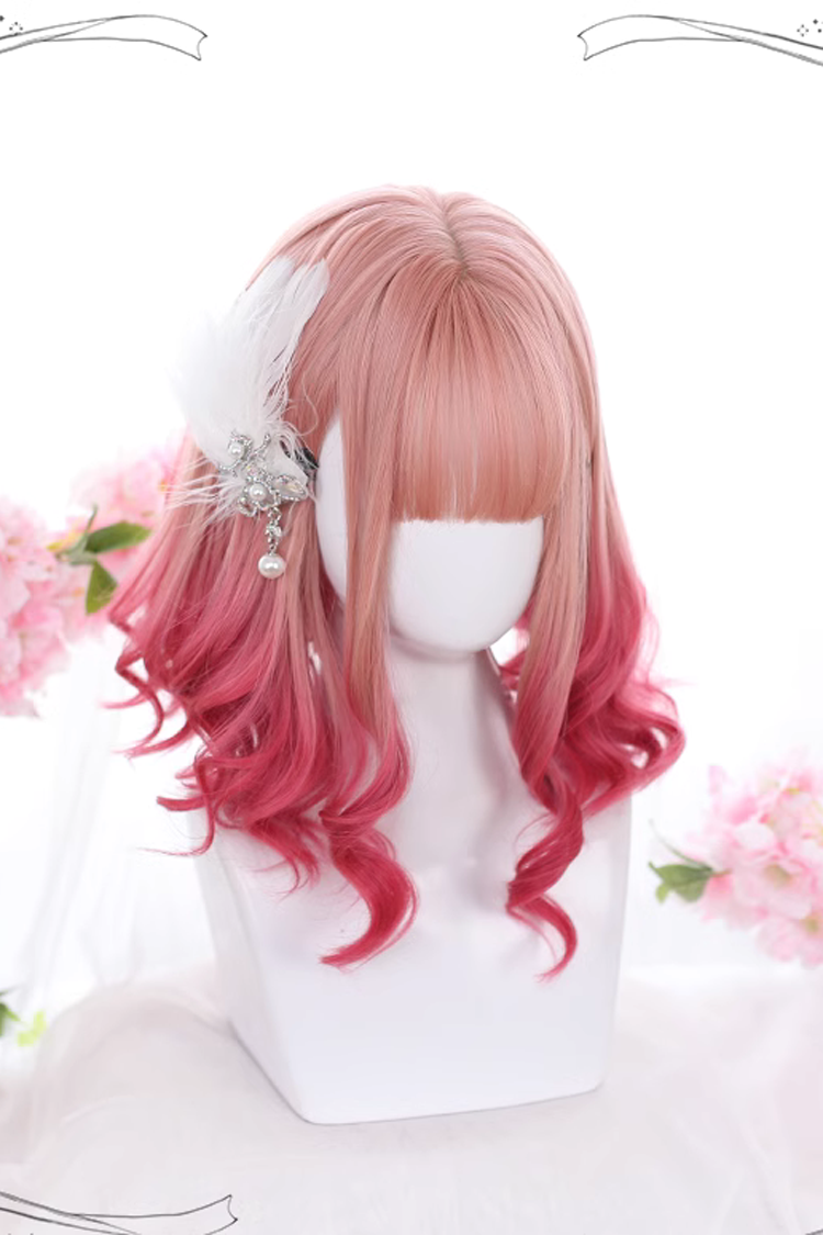Blush Curly Short Wig with Gradient Effect