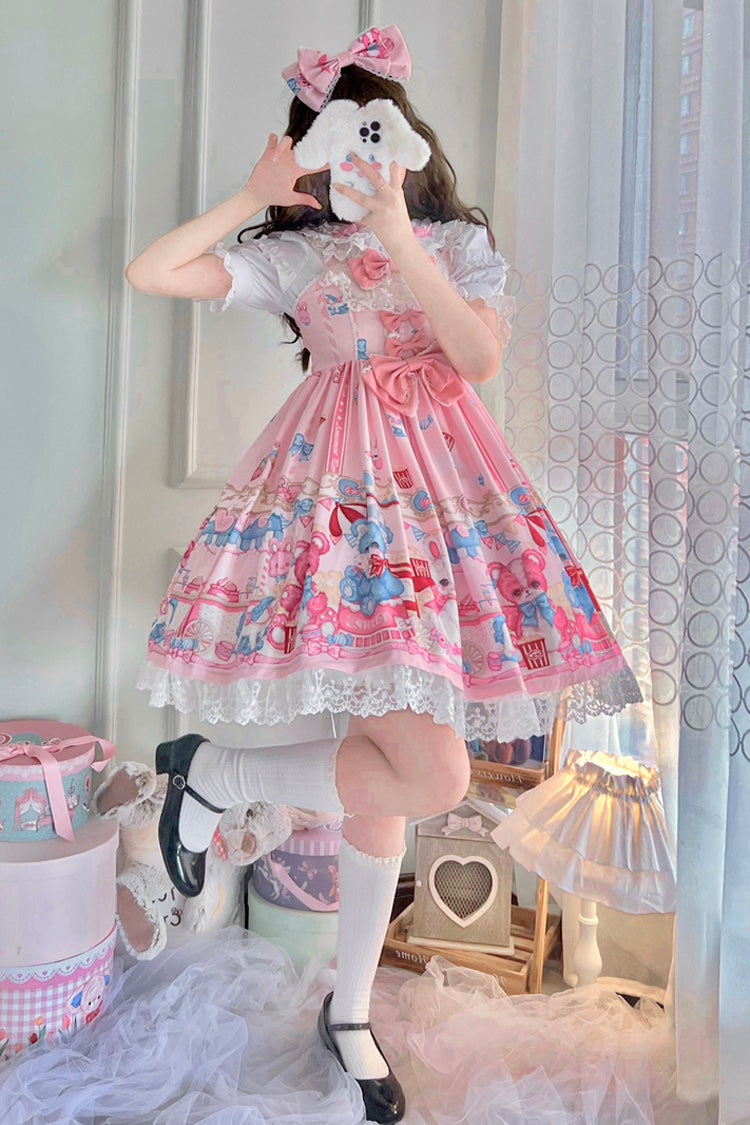Pink Doll-Themed JSK with Ruffle and Bowknot